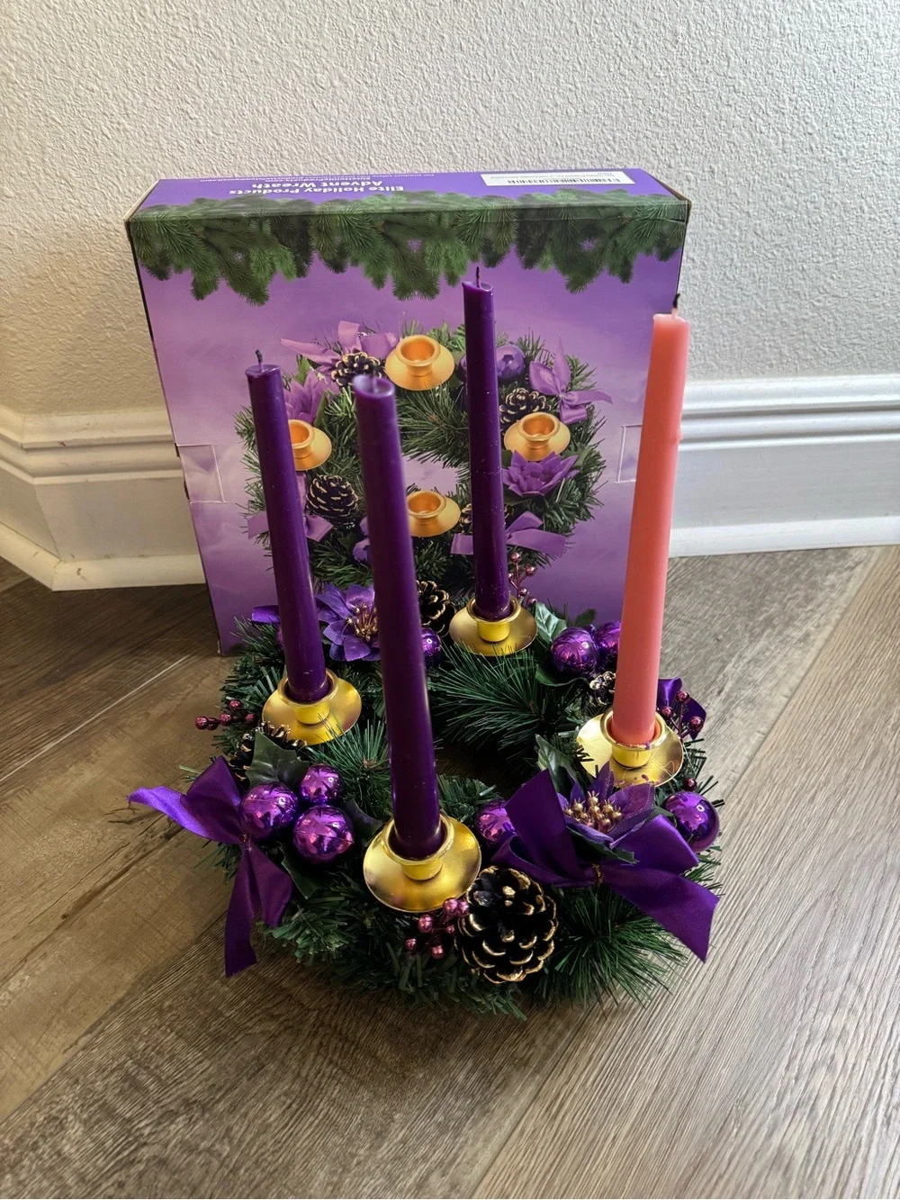 Advent Wreath with Purple and Pink Candles